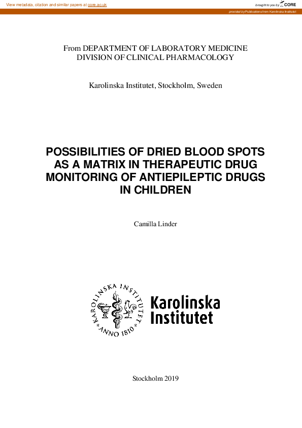 (PDF) Possibilities of dried blood spots as a matrix in therapeutic ...