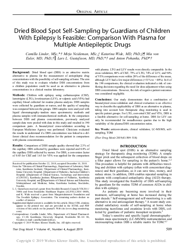 (PDF) Dried Blood Spot Self-Sampling by Guardians of Children With ...