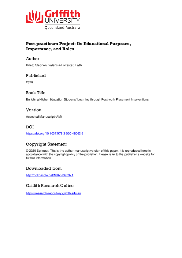 (PDF) Post-practicum Project: Its Educational Purposes, Importance, and ...