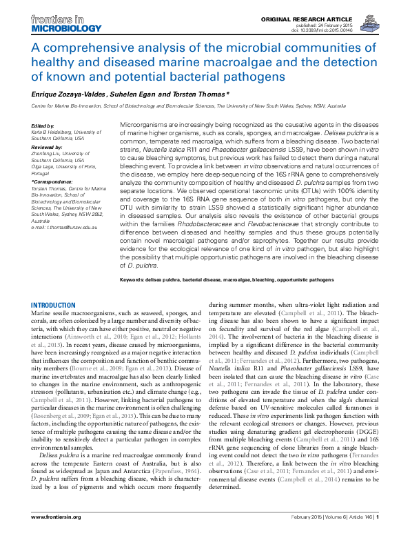 (PDF) A comprehensive analysis of the microbial communities of healthy ...