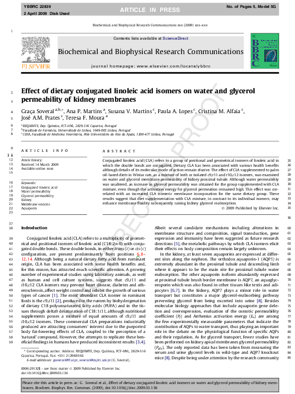 (PDF) Effect of dietary conjugated linoleic acid isomers on water and ...