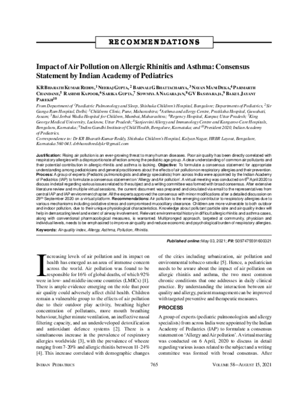 (PDF) Impact of Air Pollution on Allergic Rhinitis and Asthma ...