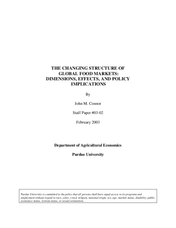 (PDF) The Changing Structure of Global Food Markets: Dimensions ...