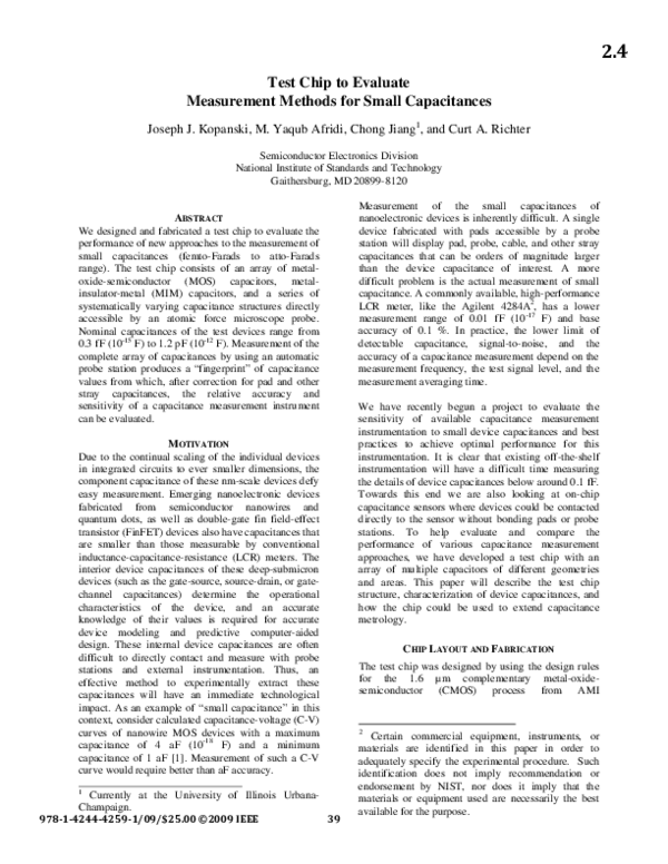 (PDF) Test Chip to Evaluate Measurement Methods for Small Capacitances