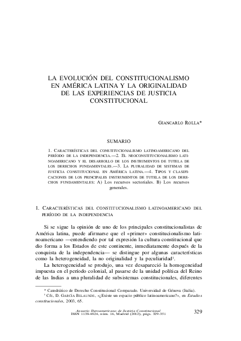 (PDF) La evolución del constitucionalismo en América Latina y la ...