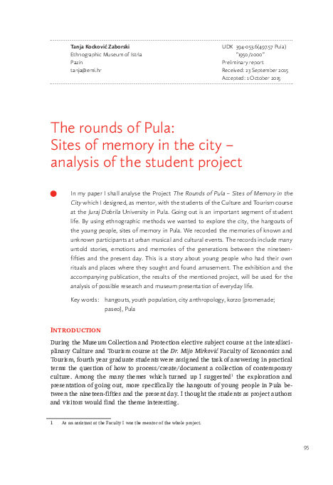 (PDF) The rounds of Pula: Sites of memory in the city – analysis of the ...