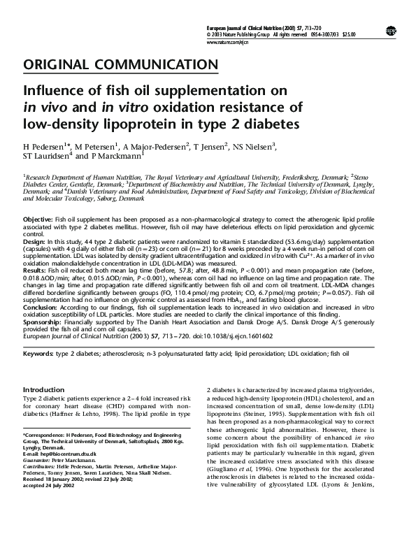 (PDF) Influence of fish oil supplementation on in vivo and in vitro ...