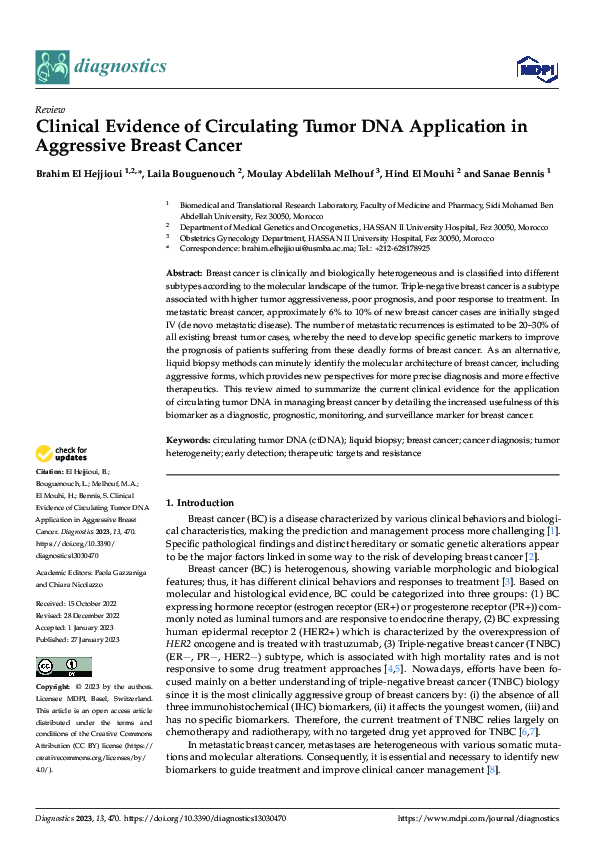(PDF) Clinical Evidence of Circulating Tumor DNA Application in ...