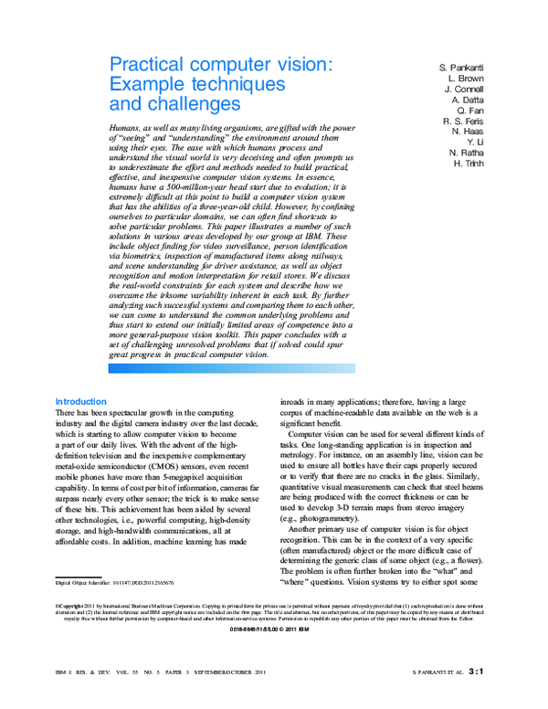 (PDF) Practical computer vision: Example techniques and challenges