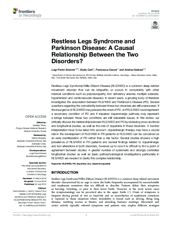 (PDF) Restless Legs Syndrome and Parkinson Disease: A Causal ...