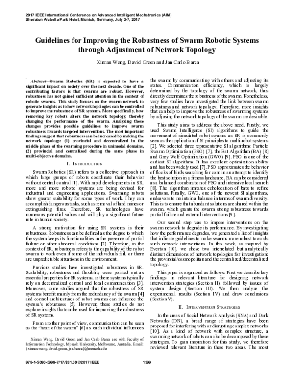 (PDF) Guidelines for improving the robustness of swarm robotic systems ...