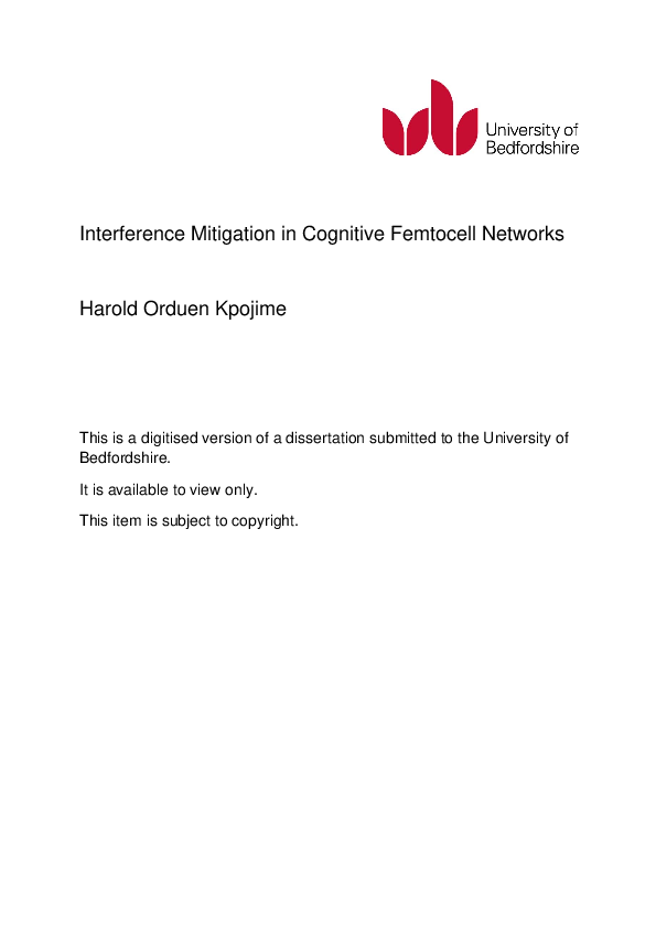 (PDF) Interference mitigation in cognitive femtocell networks