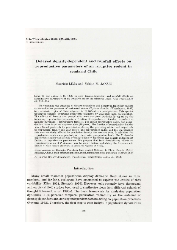 (PDF) Delayed density-dependent and rainfall effects on reproductive ...
