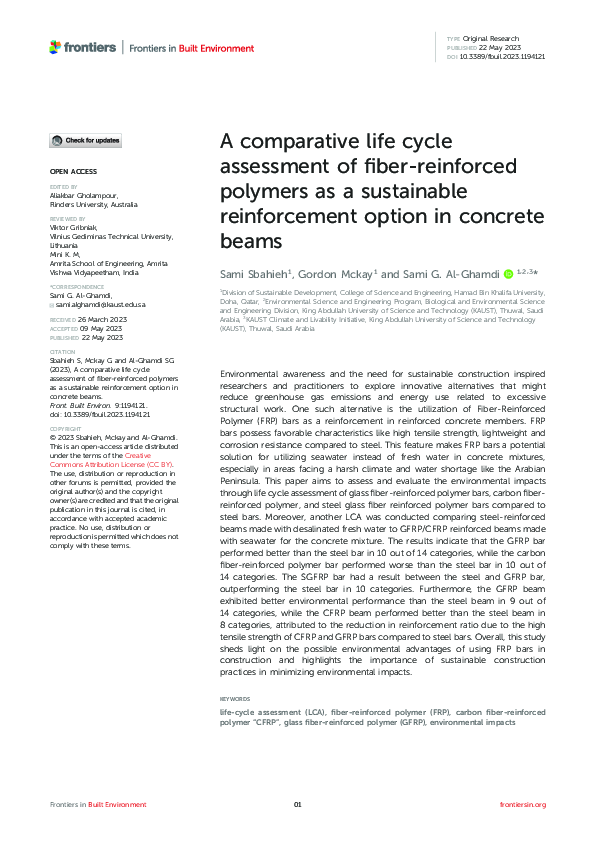 (PDF) A comparative life cycle assessment of fiber-reinforced polymers ...
