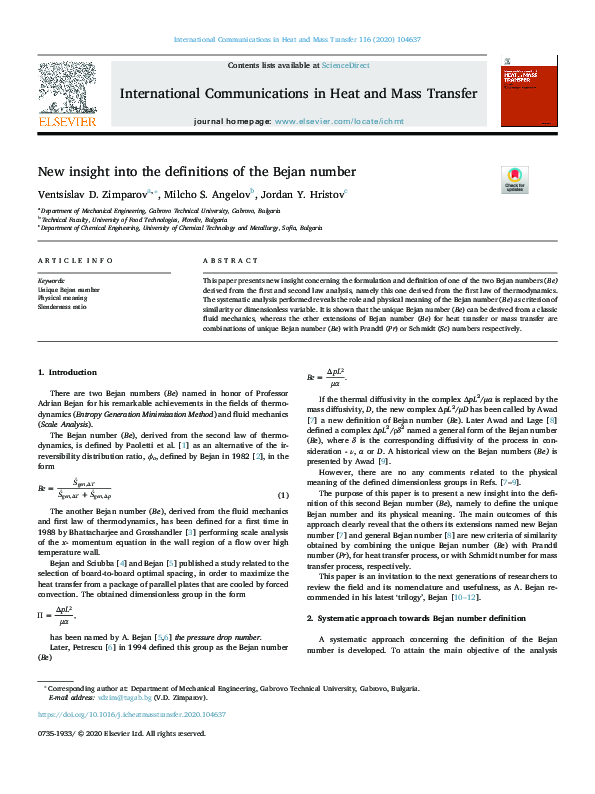 (PDF) New insight into the definitions of the Bejan number