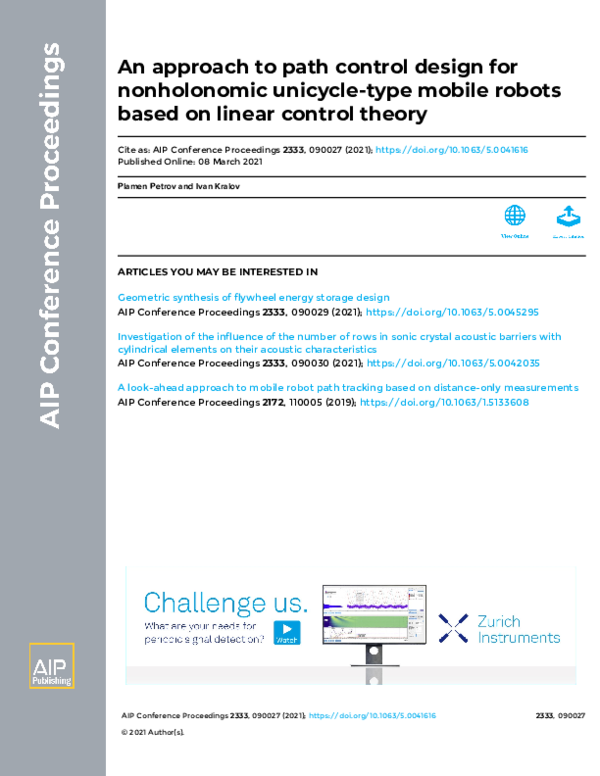 (PDF) An approach to path control design for nonholonomic unicycle-type ...