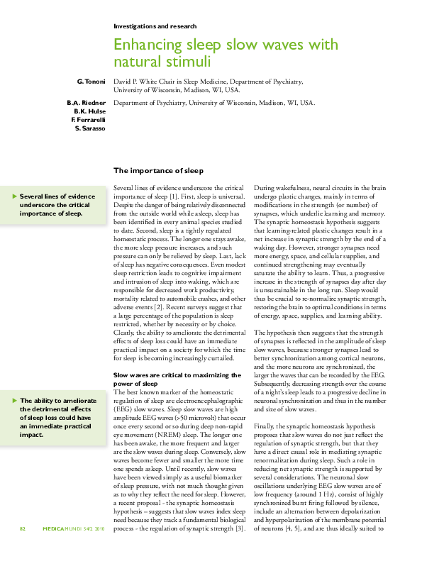 (PDF) Enhancing sleep slow waves with natural stimuli