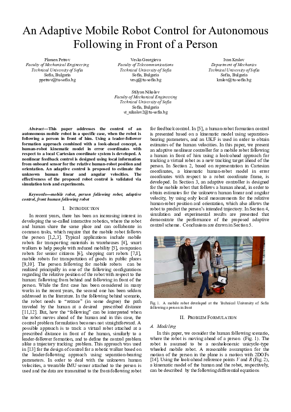 (PDF) An Adaptive Mobile Robot Control for Autonomous Following in ...