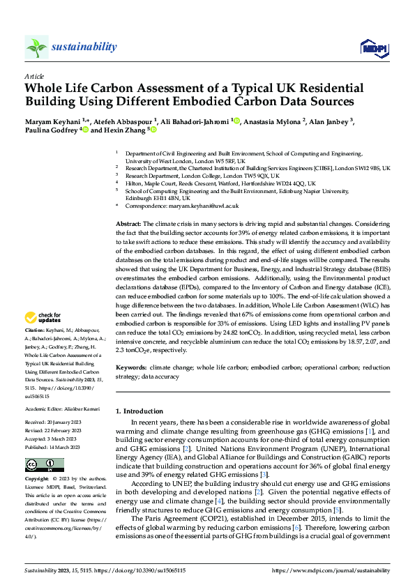 (PDF) Whole Life Carbon Assessment of a Typical UK Residential Building ...