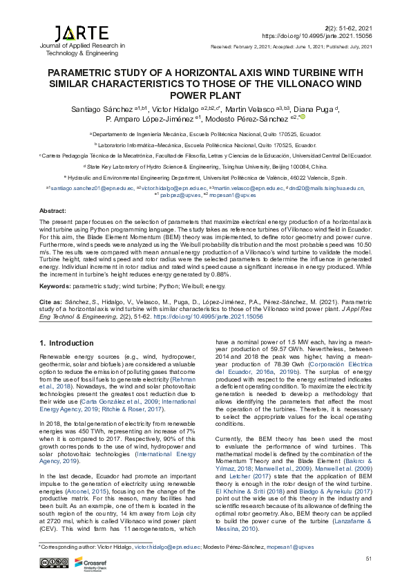(PDF) Parametric study of a horizontal axis wind turbine with similar ...