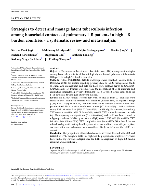 (PDF) Strategies to detect and manage latent tuberculosis infection ...