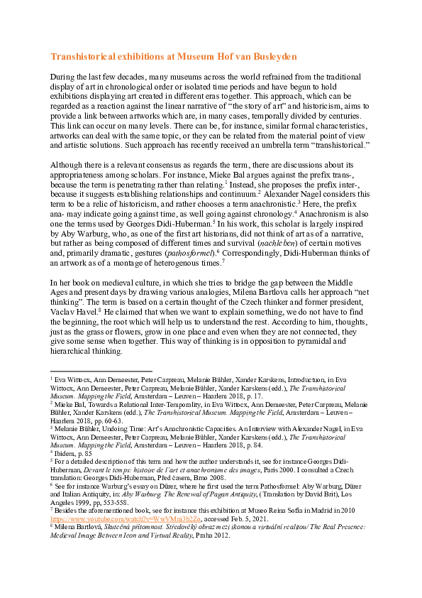 (PDF) Transhistorical exhibitions at Museum Hof van Busleyden