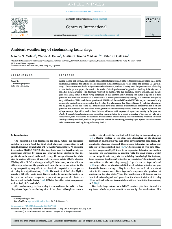 (PDF) Ambient weathering of steelmaking ladle slags