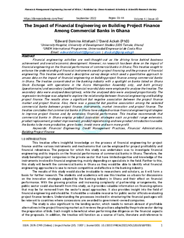 (PDF) The Impact of Financial Engineering on Building Project Finance ...