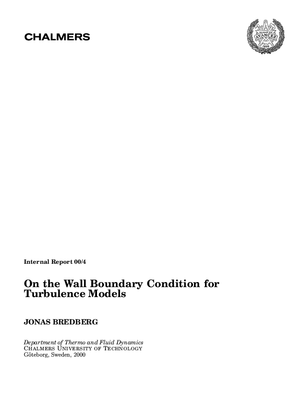 (PDF) On the Wall Boundary Condition for Turbulence Models