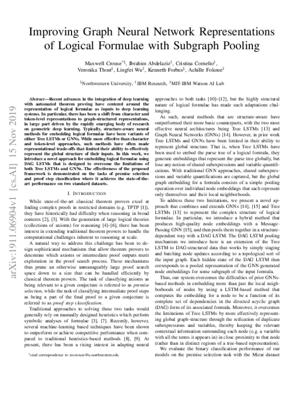 (PDF) Improving Graph Neural Network Representations of Logical ...