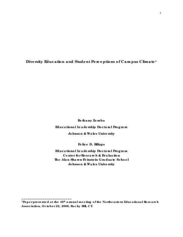 (PDF) Diversity Education and Student Perceptions of Campus Climate