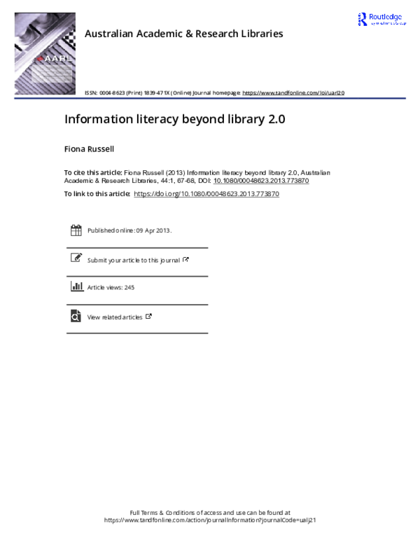 (PDF) Information literacy beyond library 2.0