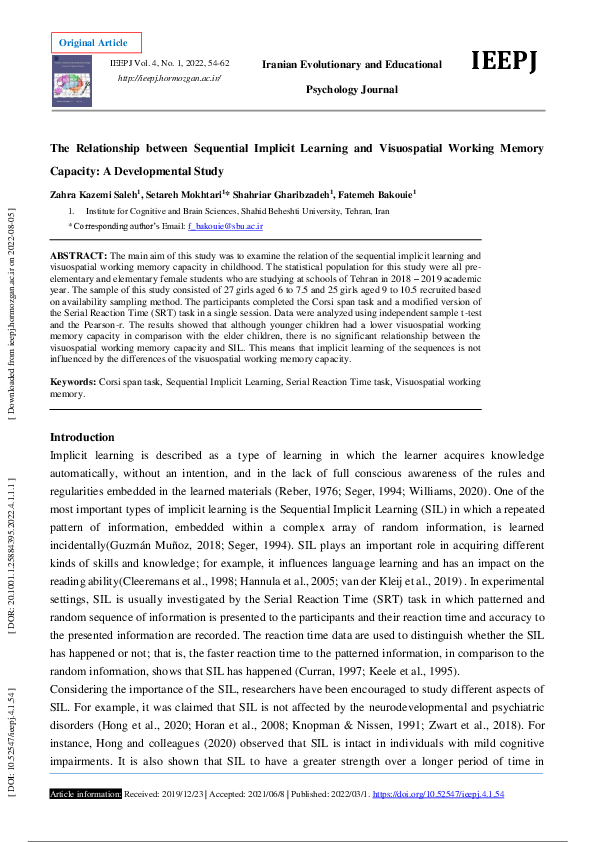 (PDF) The Relationship Between Sequential Implicit Learning and ...