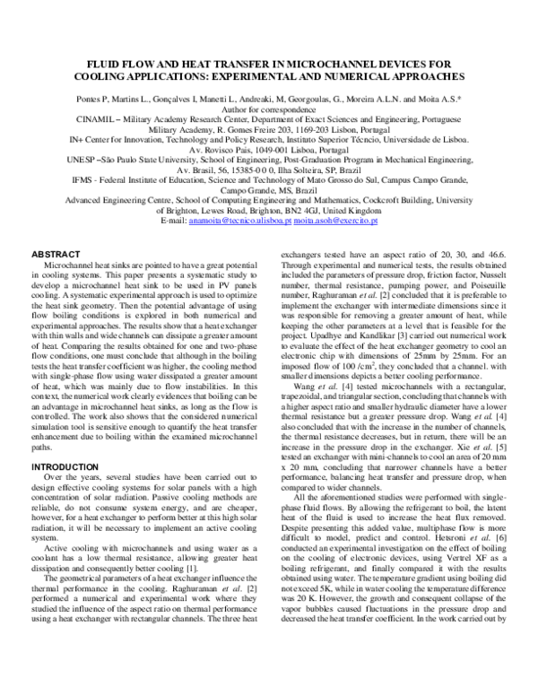 (PDF) Fluid flow and heat transfer in microchannel devices for cooling ...