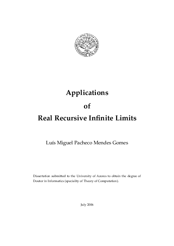 (PDF) Applications of Real Recursive Infinite Limits