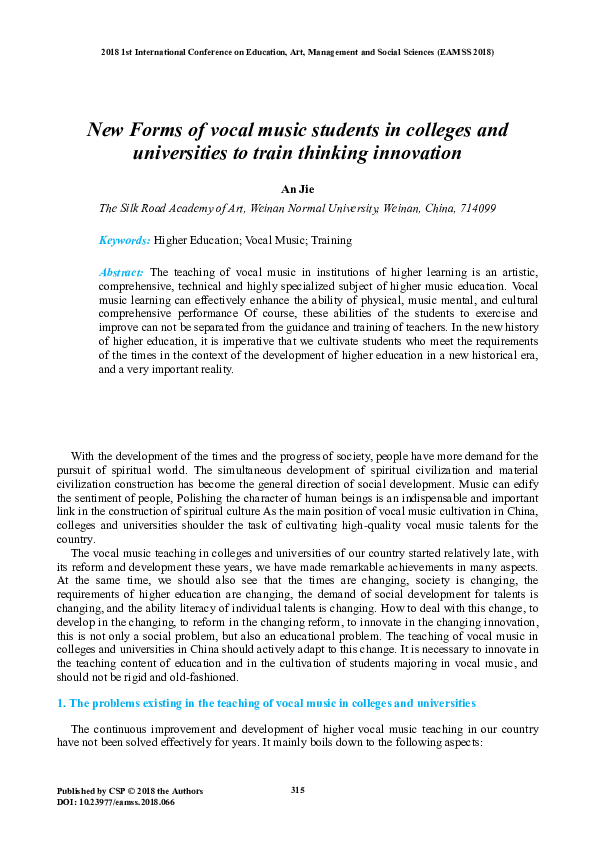 (PDF) New Forms of vocal music students in colleges and universities to ...