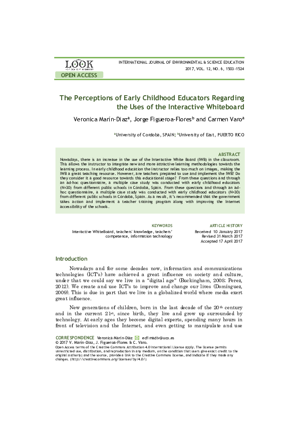 (PDF) The Perceptions of Early Childhood Educators Regarding the Uses ...