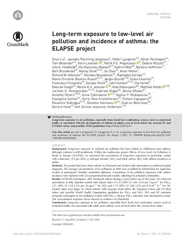 (PDF) Long-term exposure to low-level air pollution and incidence of ...