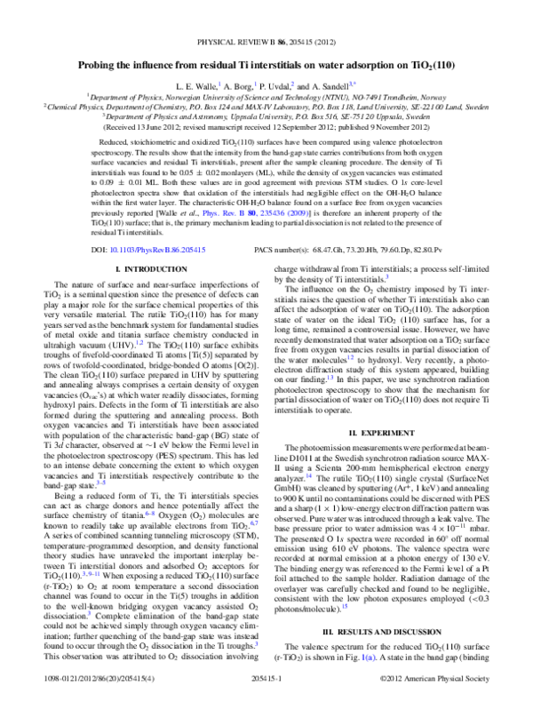 (PDF) Probing the influence from residual Ti interstitials on water ...