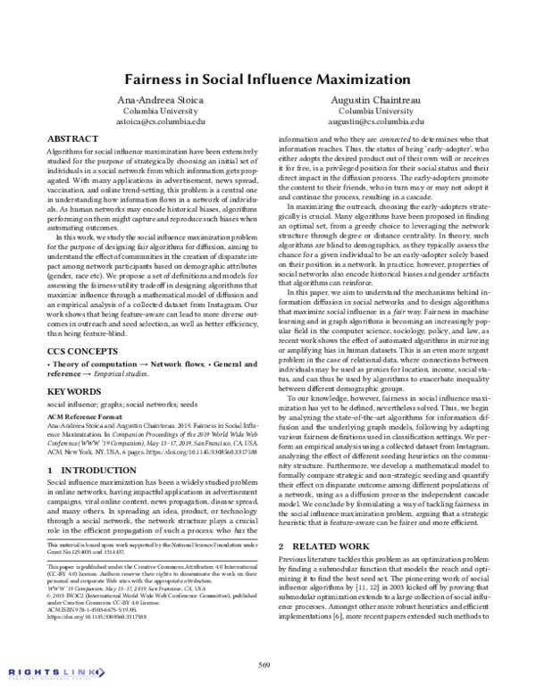 (PDF) Fairness in Social Influence Maximization