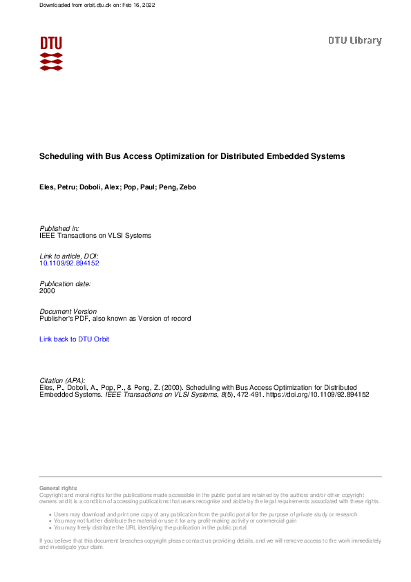 (PDF) Scheduling with bus access optimization for distributed embedded ...