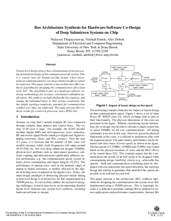 (PDF) Bus architecture synthesis for hardware-software co-design of ...