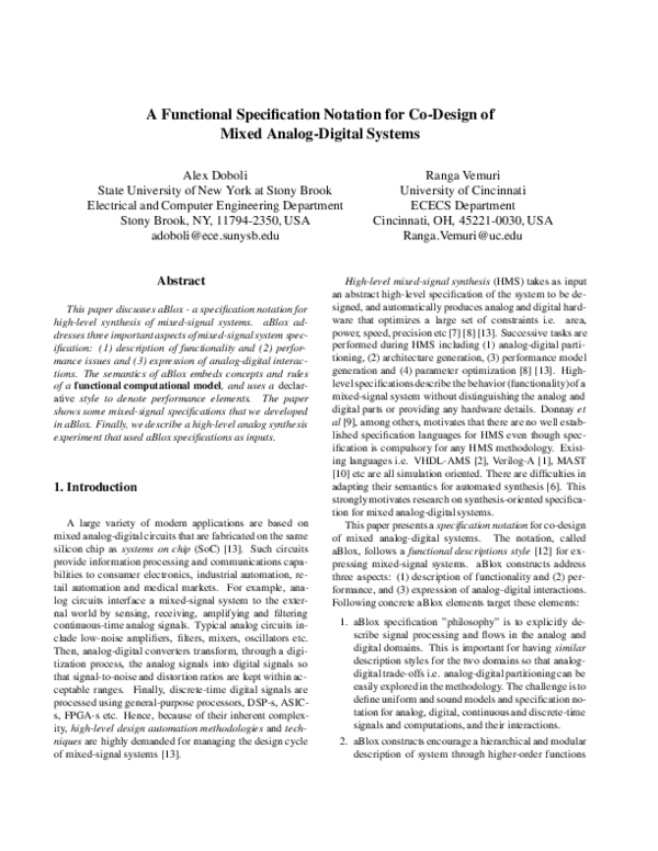 (PDF) A functional specification notation for co-design of mixed analog ...