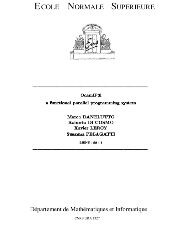 (PDF) Ocamlp3l a functional parallel programming system