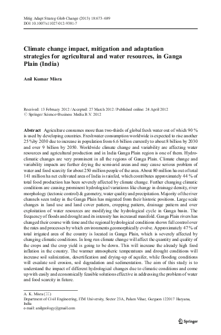 (PDF) Climate change impact, mitigation and adaptation strategies for ...