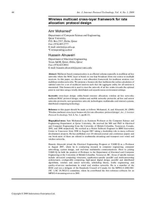 (PDF) Wireless multicast cross-layer framework for rate allocation ...