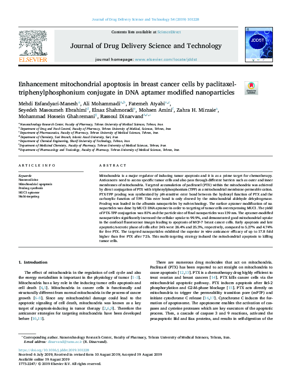 (PDF) Enhancement mitochondrial apoptosis in breast cancer cells by ...
