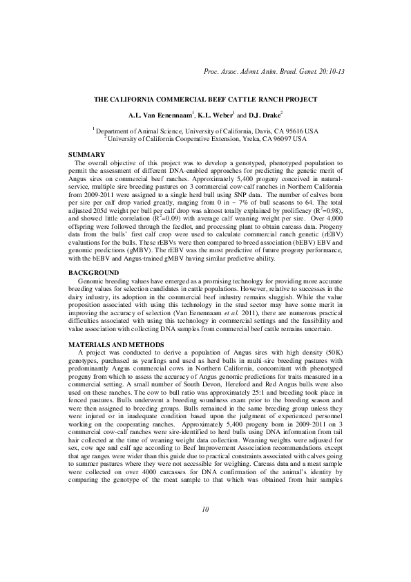 (PDF) The California commercial beef cattle ranch project