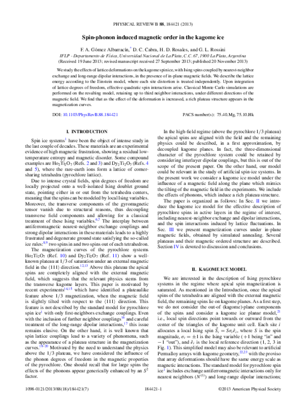 (PDF) Spin-phonon induced magnetic order in the kagome ice | Diego ...