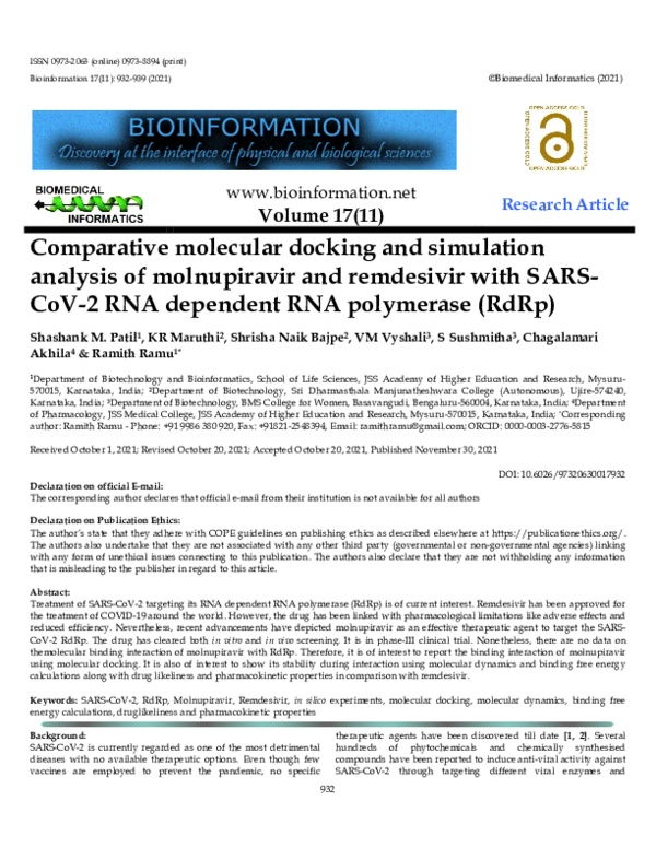 (PDF) Comparative molecular docking and simulation analysis of ...